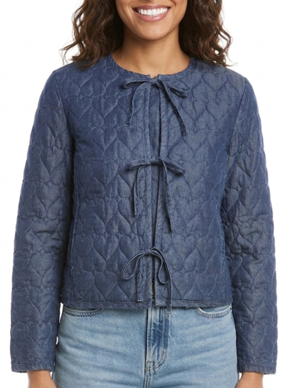 NWT Nanette Lepore Heart Quilted Denim Jacket. Large